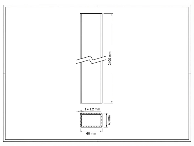 Poste de vedação 60x40x1,2 mm, comprimento 2,4 m, castanho GPV-700-68 (3)