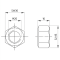 Porca sextavada M20 DIN 934 A2-70 000-051 (2)