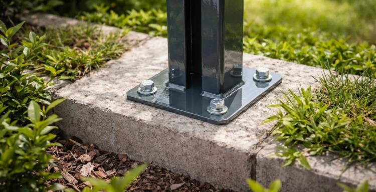 Base para poste de vedação 60x40 antracite RAL 7016 galvanizada 000-152 (3)