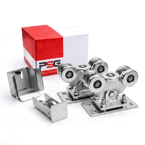 Pacote de carrinhos para portão deslizante: 2× carrinho (5 rodas. metal) + acessórios