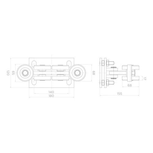 Carrinho de rodagem para portões deslizantes autoportantes 80/6 rolos de aço 000-254 (2)