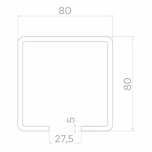 Ceownik szyna do bram 80x80x27,5x5 mm, długość 6000 mm - 60.080 000-216 (2)