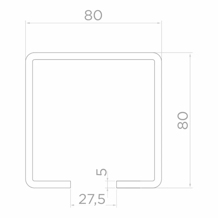 Ceownik szyna do bram 80x80x27,5x5 mm, długość 6000 mm - 60.080 000-216 (2)