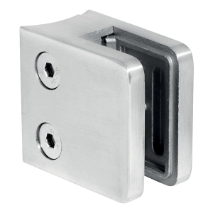Suporte de vidro rectangular 45x45x26 mm. vidro 6-10,76 mm, AISI 304, sistema 42,4 mm, acabamento brilhante