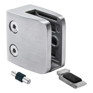 Suporte para vidro 8-12,76 mm 52x52x32 mm consola e pino AISI 304 sistema plano acetinado