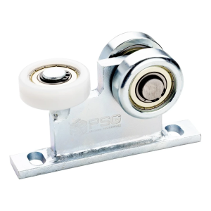 Carrinho de correr 70 para porta suspensa 2 rolos de aço e 1 de plástico - base estreita