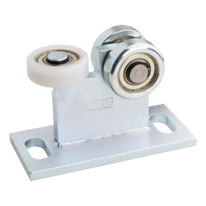 Carrinho de correr 70 para porta suspensa 2 rolos de aço e 1 de plástico - base larga