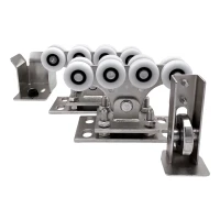 Conjunto de carrinhos para perfil 68x68 mm com rodas de plástico, com rolo e suporte de entrada