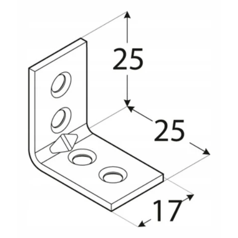 Cantoneira conector de montagem KW 1 25x25x17x1,5 mm zincada 000-346 (3)