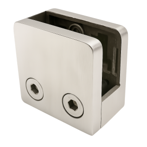 Suporte para vidro 45x45x26 mm com pino vidro 6–10,76 mm AISI 304 sistema plano acetinado