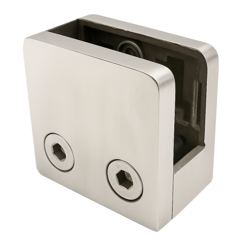 Suporte para vidro 45x45x26 mm com apoio pin vidro 6–10,76 mm AISI 304 sistema plano acetinado 000-268 (1)