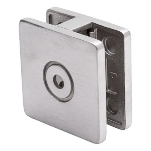 Suporte para vidro 8-10 mm 60x60x28 mm AISI 304. sistema plano, acetinado