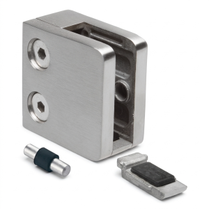 Suporte para vidro 6-10,76 mm 45x45x26 mm consola e pino AISI 304 sistema plano polido