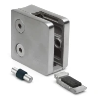 Suporte para vidro 6-10,76 mm 45x45x26 mm consola e pino AISI 304 sistema 42,4 mm brilho