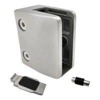 Suporte para vidro 12-17,52 mm consola e pino 65x55x37 mm AISI 304 sistema plano acetinado