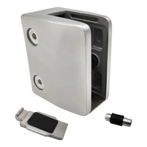 Suporte para vidro 12-17,52 mm consola e pino 65x55x37 mm AISI 304 sistema plano acetinado