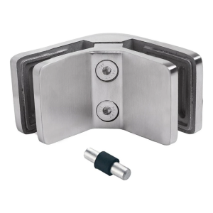 Suporte para vidro 6-12,76 mm 90° quadrado 72x45x30 mm pin AISI 304 acetinado
