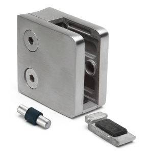 Suporte para vidro 6-10,76 mm 45x45x26 mm pin AISI 304 sistema 42,4 mm acetinado