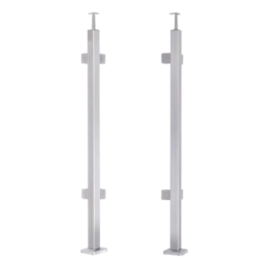 Poste de balaustrada de canto 40x40x1060/1100mm 4 fixações para vidro AISI 304