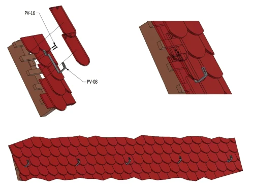 Gancho de Telhado 291mm para Telhados Inclinados - Aço Inoxidável (Telha de Castor) PV-08-19 (1)