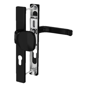 Puxador de porta PSG com botão sobre espelho 72mm preto – espelho retangular