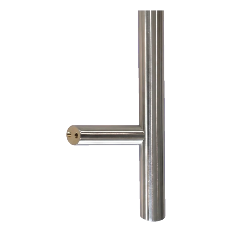 Puxador-antaba de porta unilateral redondo 45° aço AISI 304 acetinado 32×1000 mm 000-752 (2)