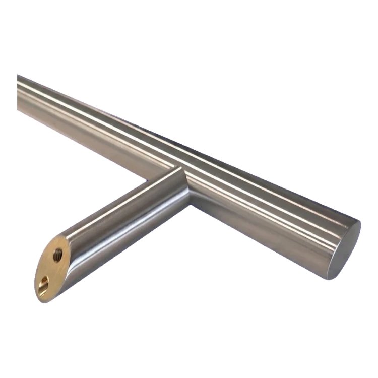 Puxador-antaba de porta unilateral redondo 45° aço AISI 304 acetinado 32×1000 mm 000-752 (3)