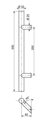 PSG puxador de porta unilateral redondo ø 32 mm acetinado – 300 mm, AISI 304 000-767 (2)