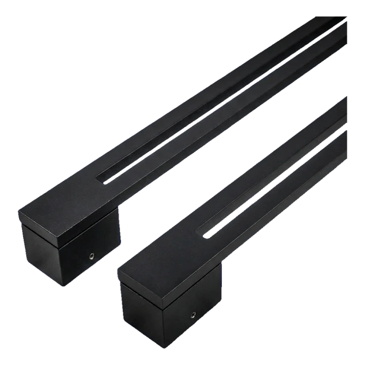 Puxador porta duplo face retangular 90° aço preto mate 40×478 mm PSG 000-769 (2)