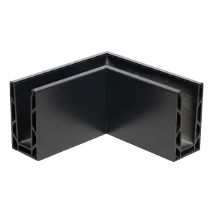 Kozza KE 100 – perfil U de canto interno 90° para balaustradas envidraçadas, cinza escuro