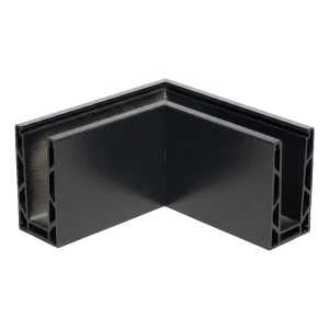 Kozza KE 100 – perfil U de canto exterior 90° para balaustradas totalmente em vidro, cinzento escuro RAL 7021