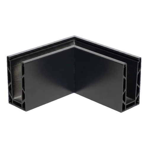 Kozza KE 100 – perfil U de canto exterior 90° para balaustradas totalmente em vidro, cinzento escuro RAL 7021 000-858 (1)