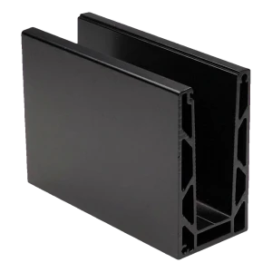 Kozza KE 100 – perfil U para guardas de vidro 5000 mm preto, fixação por cima