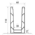 Kozza KE 100 – perfil U para guardas de vidro 5000 mm preto, fixação por cima 000-861 (5)