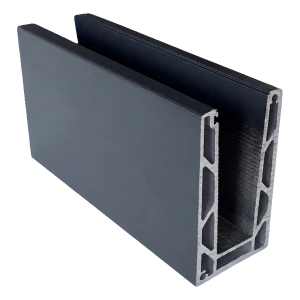 Kozza KE 100 – perfil em U para balaustradas totalmente envidraçadas 5000 mm cinzento escuro