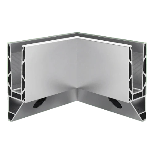 Kozza KE 120 – perfil U de canto 90° interior para balaustradas de vidro integral, fixação lateral 000-873 (1)