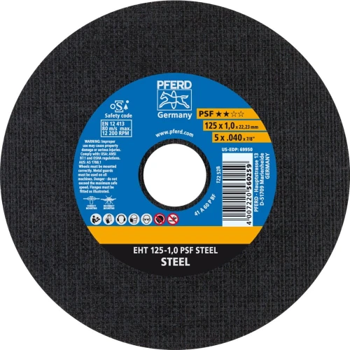 PFERD EHT 125-1,0 PSF Steel – disco de corte para aço 125 x 1,0 mm 000-946 (1)