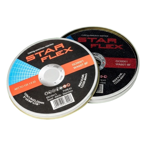 Starflex – conjunto de discos de corte para aço e inox 125×1,0 mm (10 unid.) 000-950 (1)
