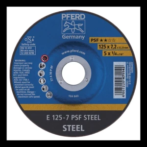 PFERD E 125-7 PSF STEEL – disco de desbaste para aço 125 × 7,2 mm (embalagem 10 unidades)