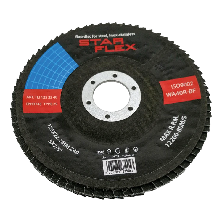 Star Flex – disco lamelar de zircónio T29 125 mm granulação 40 para aço inoxidável 000-975 (1)
