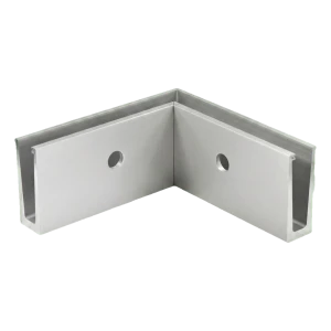 Perfil PSG em U de canto interior 90° para balaustradas totalmente de vidro – montagem lateral, alumínio natural