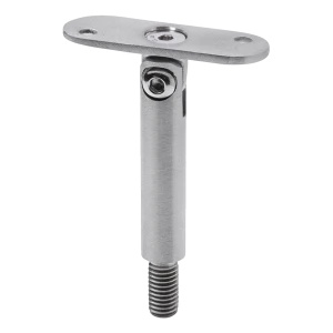 Haste articulada de apoio de corrimão fi 14×75 mm com chapa plana – AISI 304 cetim, rosca M8