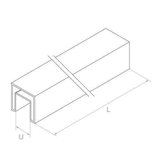 PSG Punho sobreposto em vidro 40x40 mm AISI 304 cetim – 2500 mm 001-082 (2)