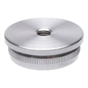 Tampa de encaixe convexa para tubo 42,4 mm com rosca M8 – aço inoxidável acetinado