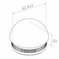 Tampa elipsoidal Kozza para inserir em tubo de balaustrada 42,4 mm – aço AISI 304 acetinado 001-095 (2)