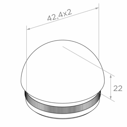 Tampa elipsoidal Kozza para inserir em tubo de balaustrada 42,4 mm – aço AISI 304 acetinado 001-095 (2)