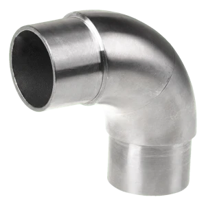 Cotovelo de corrimão suave 90° colado – aço inoxidável AISI 304, tubo 42,4 mm, polido