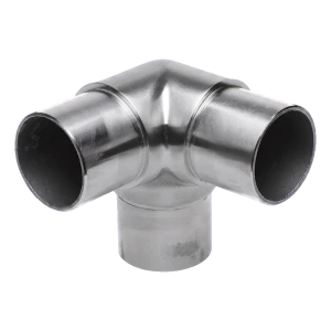 Conector em T de canto para balaustrada – tubo 42,4x2 mm, aço inoxidável AISI 304, acetinado