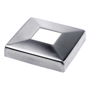 Roseta de mascarar quadrada 108×108 mm para perfil de balaustrada 40×40 – aço AISI 316 acetinado