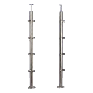 Poste de balaustrada de canto PSG em aço inoxidável AISI 304 fi 42,4 mm H960 – montagem no pavimento